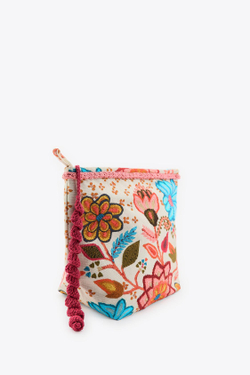 ZARA НЕСЕССЕР С ВЫШИВКОЙ И ЦВЕТОЧНЫМ ПРИНТОМ, РАЗНОЦВЕТНЫЙ