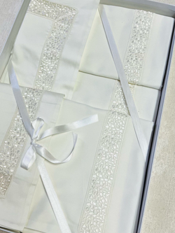 Постельное белье 2 спальное евро Emozioni Italiane Double шампань/белое