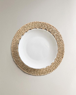 ZARA HOME КРУГЛАЯ САЛФЕТКА ПОД ПРИБОРЫ ИЗ РАСТИТЕЛЬНОГО ВОЛОКНА, СВЕТЛО-БЕЖЕВЫЙ