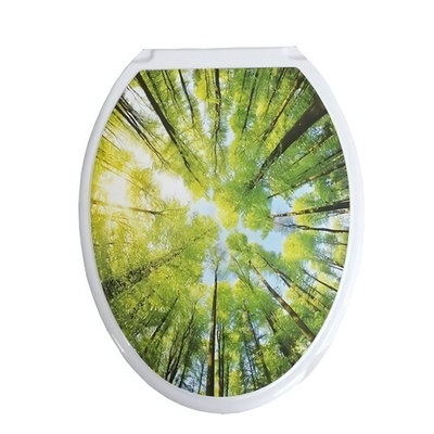 Крышка унитаза "ДЕКОР" фото принт "Лес" белый РП-813Л