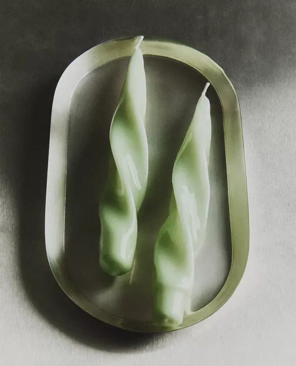 ZARA HOME НАБОР ДЕКОРАТИВНЫХ НЕФРИТОВЫХ ЗЕЛЁНЫХ СВЕЧЕЙ ( 2 ШТ.), СИНИЙ