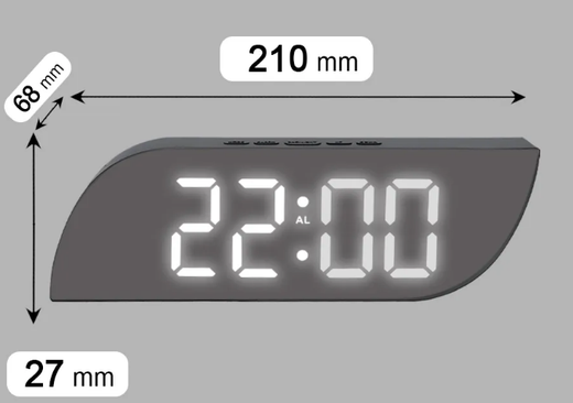 Часы электронные NA-028 белые цифры (Питание 5В/3*ААА)