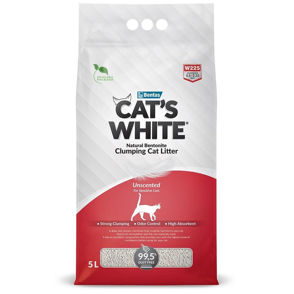 Наполнитель для кошачьего туалета Cat's White Natural комкующийся без ароматизатора, Пакет 5л Наполнитель для кошачьего туалета Cat's White Natural комкующийся без ароматизатора, Пакет 5л