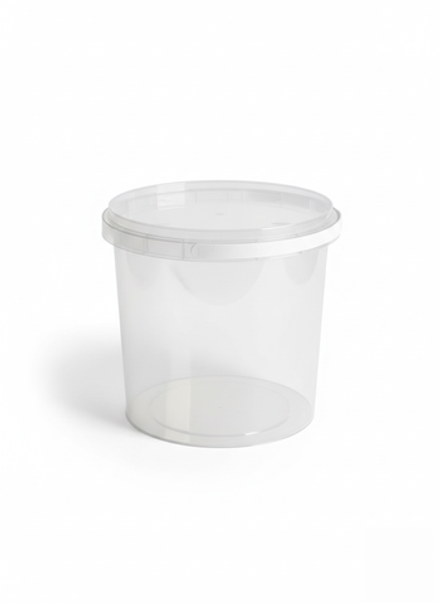 Ведро пластиковое прозрачное 1,5 л с крышкой (диаметр 140 мм, пищевая тара)