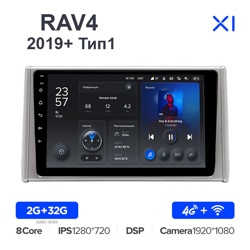 Teyes X1 10,2"для Toyota RAV4 2019+ (тип1)