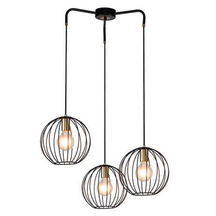 Подвесной светильник 3x60Вт E27, металл, чёрный/бронза