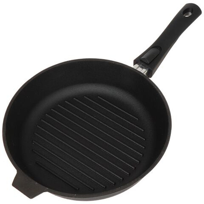 Сковорода-гриль чугун, 28 см, Камская посуда, гс8060, съем руч, индукц