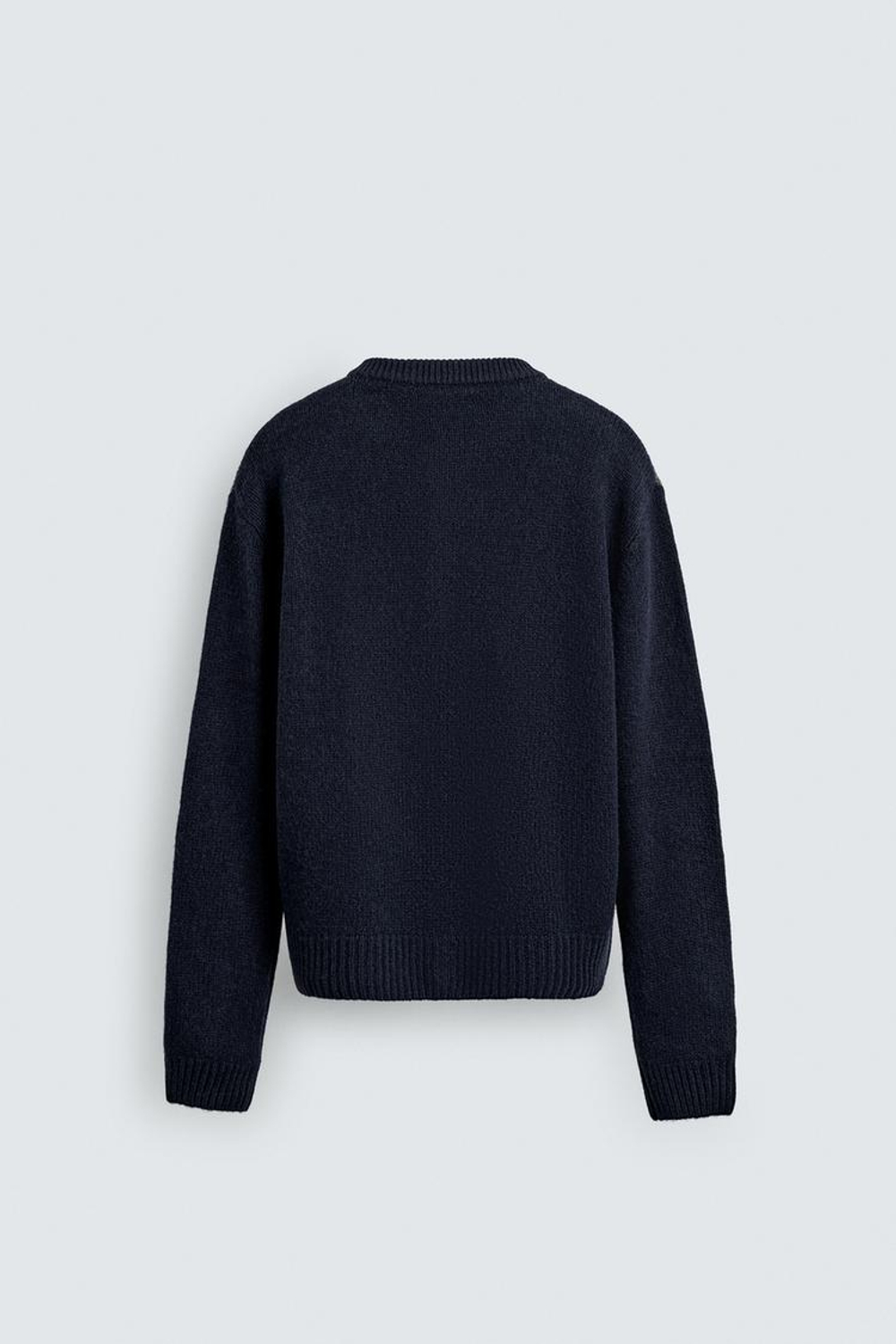 ZARA КАРДИГАН ИЗ 100% ШЕРСТИ С УЗОРОМ, СИНИЙ