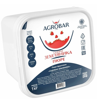 Пюре замороженное Земляника садовая «AGROBAR» 1 кг