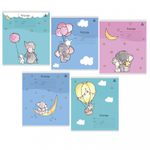 Тетрадь 12л., линия, Alingar, скрепка, блок офсет, 100% белизна, мелованный картон (стандарт), "Слоник"