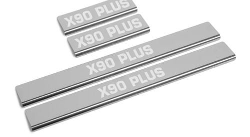 Накладки на пороги AutoMax для Jetour X90 Plus 2023-, нерж. сталь, с надписью, 4 шт., AMJEX9001