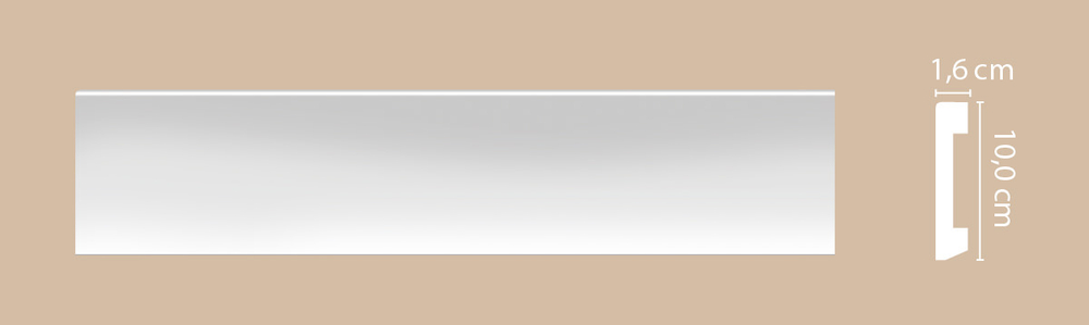 Плинтус напольный дюрополимер под покраску D036 100×16×2000 мм DecoMaster