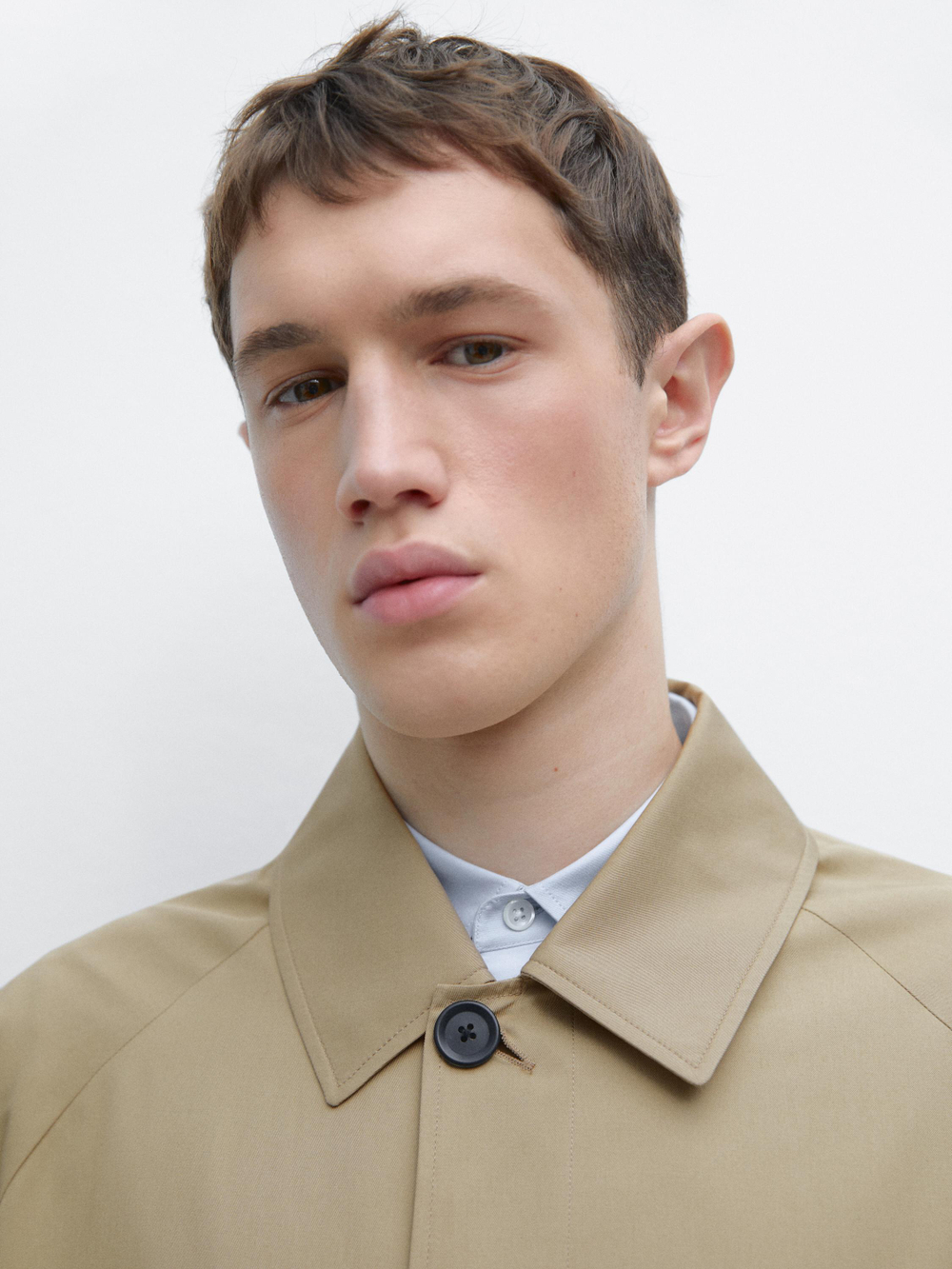 Massimo Dutti Тренч из легкого хлопка, бежевый