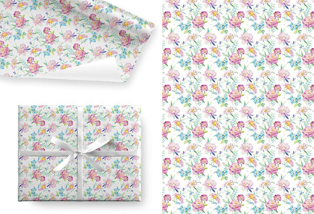 Бумага упаковочная 70*100см "Весенние цветы"