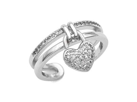 Кольцо двойное "Дорожки. Сердце" с подвесом, разъемное