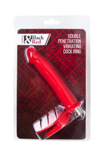 Красная насадка на пенис для двойного проникновения - 19 см. (Цвет: красный)