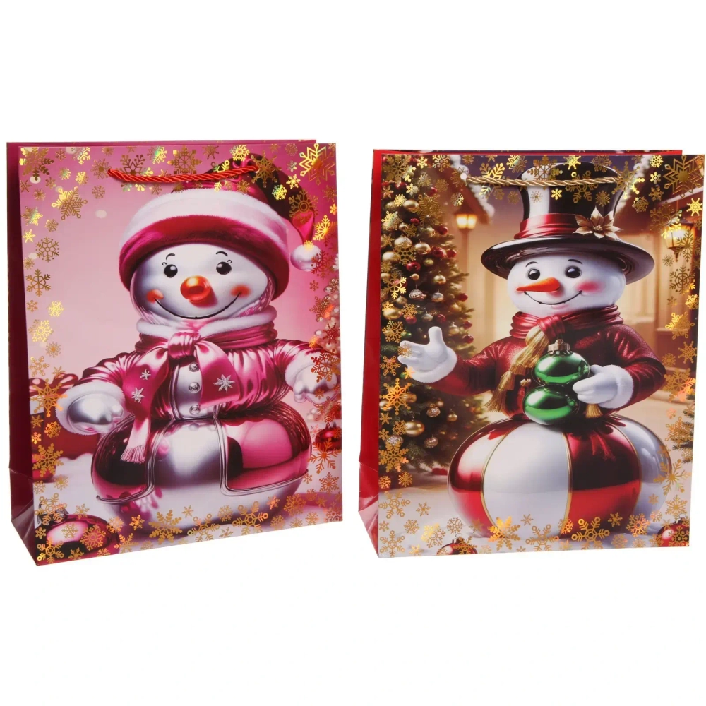 Пакет подарочный «Волшебный снеговик» 26*32*10 см, микс