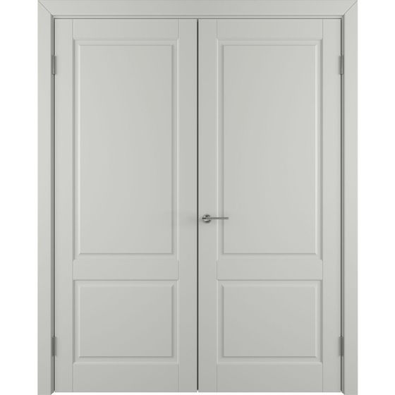 Фото двустворчатой распашной двери Патриция светло-серая эмаль глухая