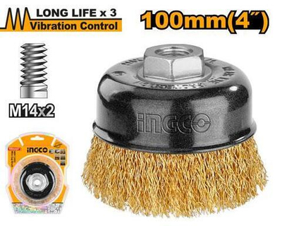Чашечная щетка М14 для УШМ 100х0,3 мм INGCO WB11005 INDUSTRIAL