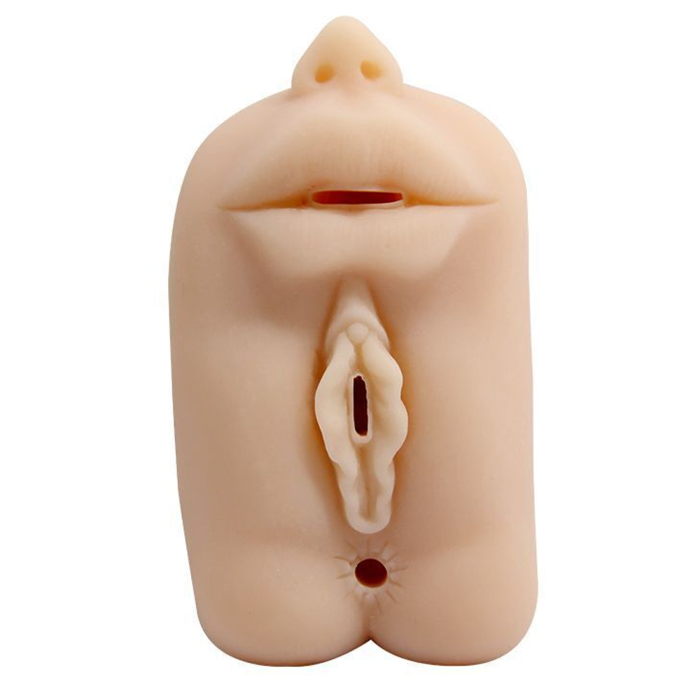 Мастурбатор с тремя любовными входами (Цвет: телесный)