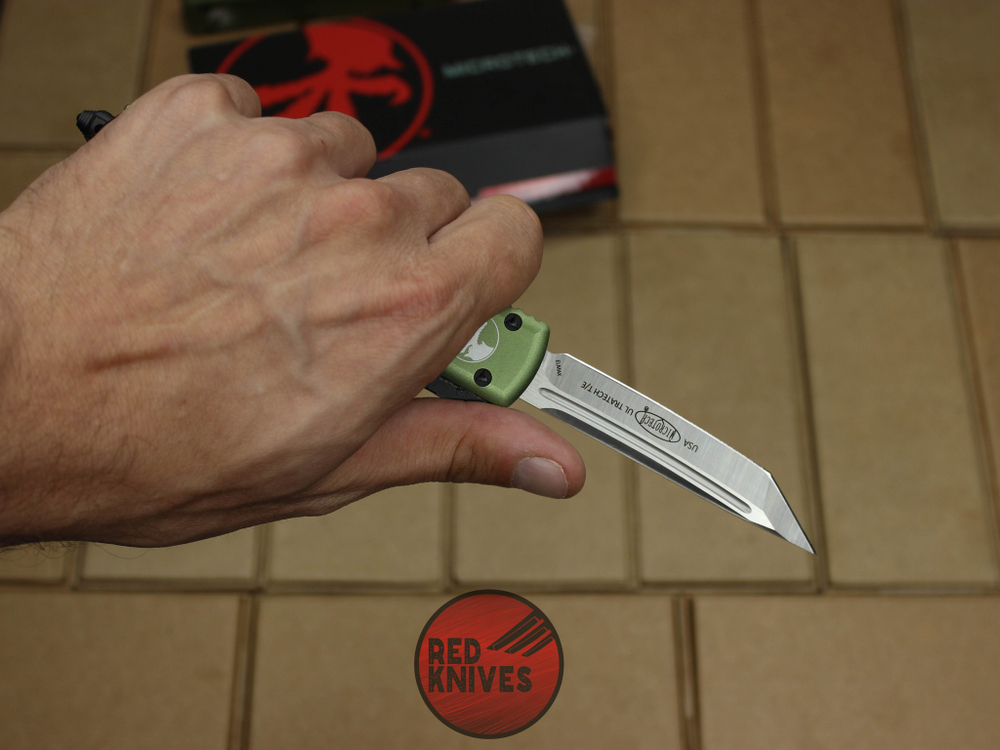 Нож Microtech Ultratech T/E - зеленая рукоять, танто сатин клинок RK-362
