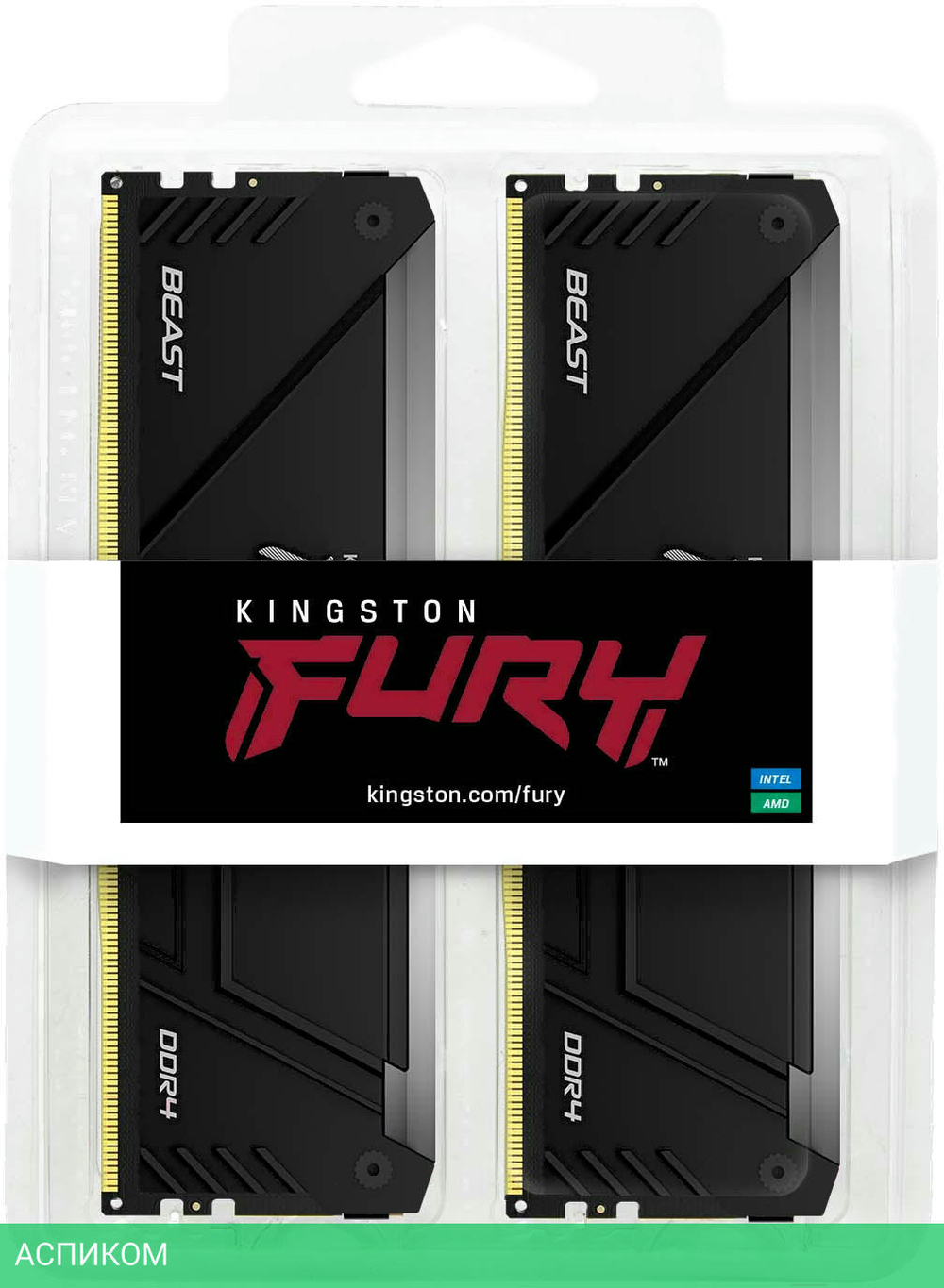 Оперативная память Kingston Fury Beast RGB DDR4 64GB (KF436C18BB2AK2/64)