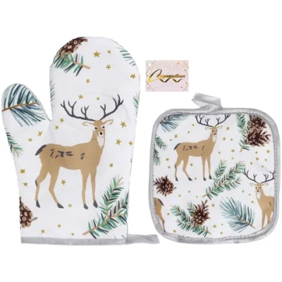Прихватка в наборе с варежкой «Северный Олень», 17,5*17,5 см и 27*17 см