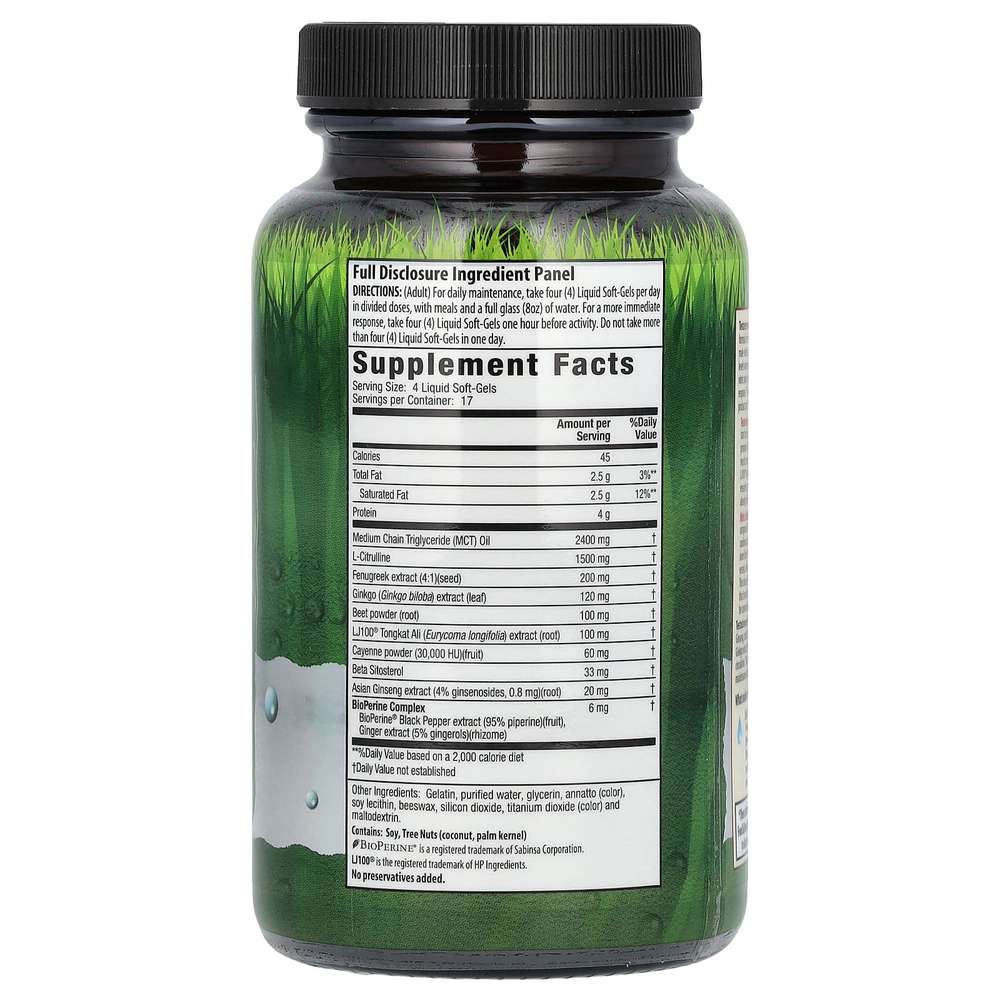 Irwin Naturals, Testosterone Mega-Boost RED, повышение уровня тестостерона, 68 капсул с жидкостью