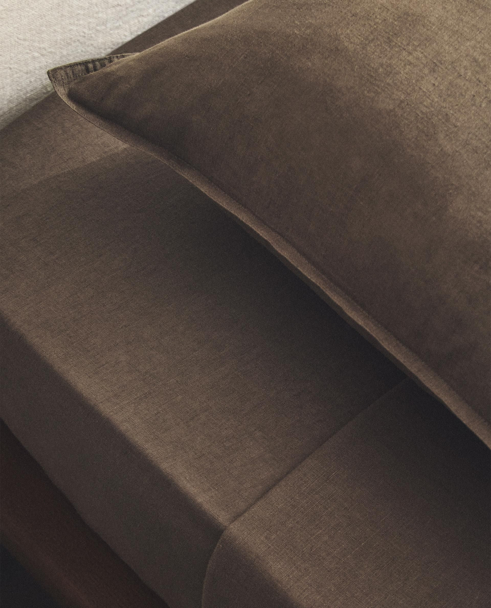 Zara Home - Простыня брюки из постиранного льна, высота 30 см (140 г / м2), серо-коричневый, 180х200х30 см