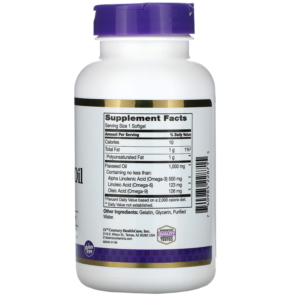 21st Century, льняное масло, 1000 мг, 120 капсул