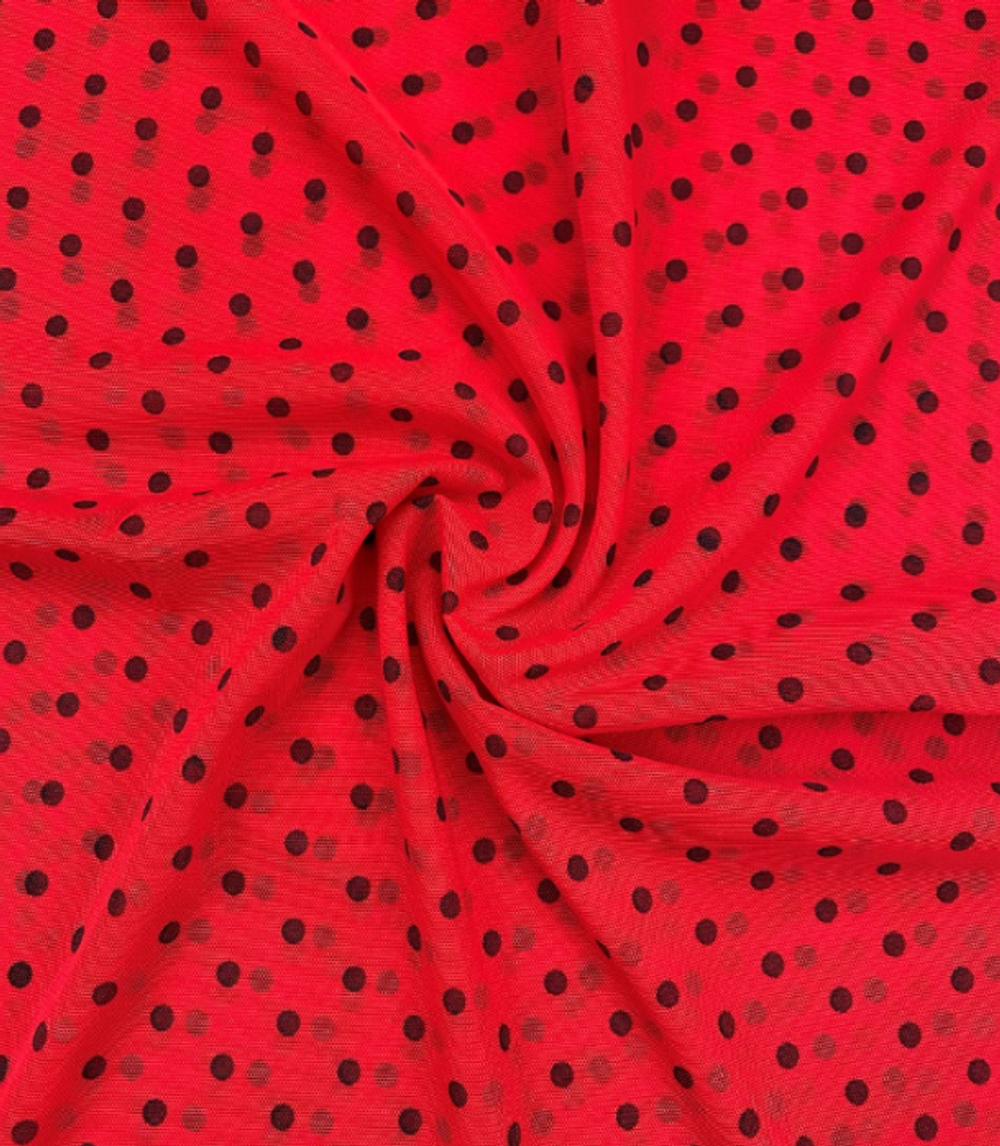 Сетка эластичная красная в средний горох 0,5 х 1,6 м