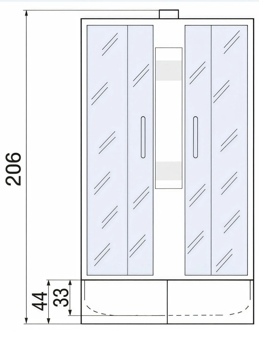 Душевая кабина RIVER  NARA LIGHT Б/К 90/44 MT 90х90 см,  матовое стекло, поддон высокий