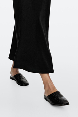 Massimo Dutti Мюли под крокодиловую кожу, коричневый