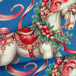 Вафельное полотно "Сказочный конь" | ш.50 см | 170 г/м² | хлопок-100%