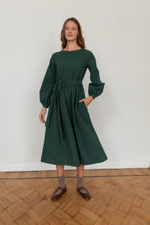 Платье Аврора из фланели для беременных и кормящих, Темно-зеленый с цветами