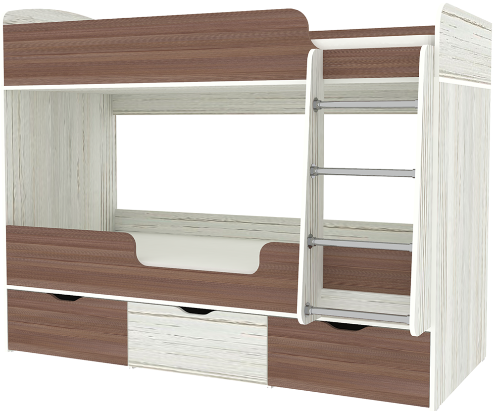 Кровать двухъярусная КарИВи Малыш Двойняшка 80х180 Винтерберг Бодего Темный