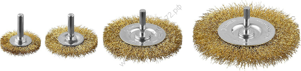 ЗУБР 4 шт., 38/50/75/100 мм. витая латунированная стальная проволока, Набор дисковых щеток крацовок , Профессионал (3521-H4_z03)