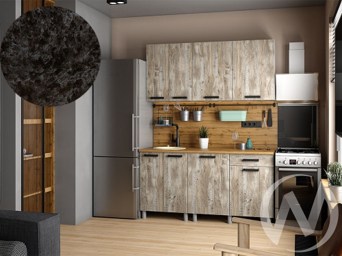 Кухня Элиана 1.6м (корпус белый/дуб юкон) 26мм кастилло темный