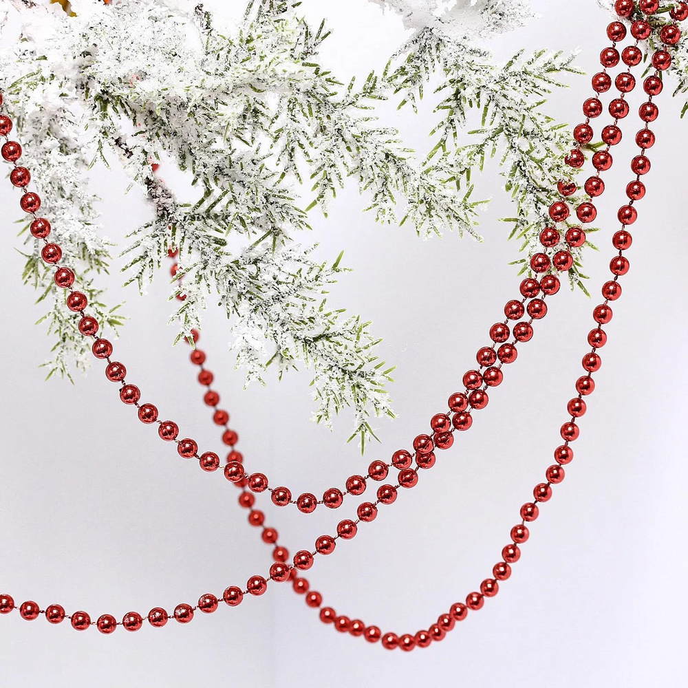 Бусы на елку 2,7м «Шарик» d-6мм, темный рубин (pvc коробка)