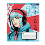 Тетрадь 12л., клетка, Alingar, скрепка, блок офсет, 100% белизна, мелованный картон (стандарт), "Anime style"