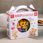 1113413 Набор детской посуды Доляна «Мишка на велосипеде», 3 предмета: кружка 230 мл, миска 400 мл,