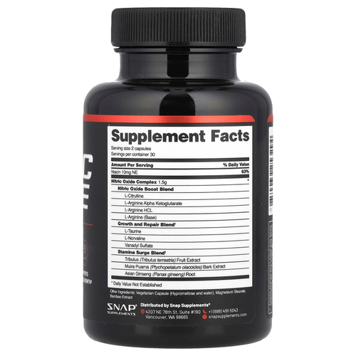 Snap Supplements, Усилитель оксида азота, 60 капсул