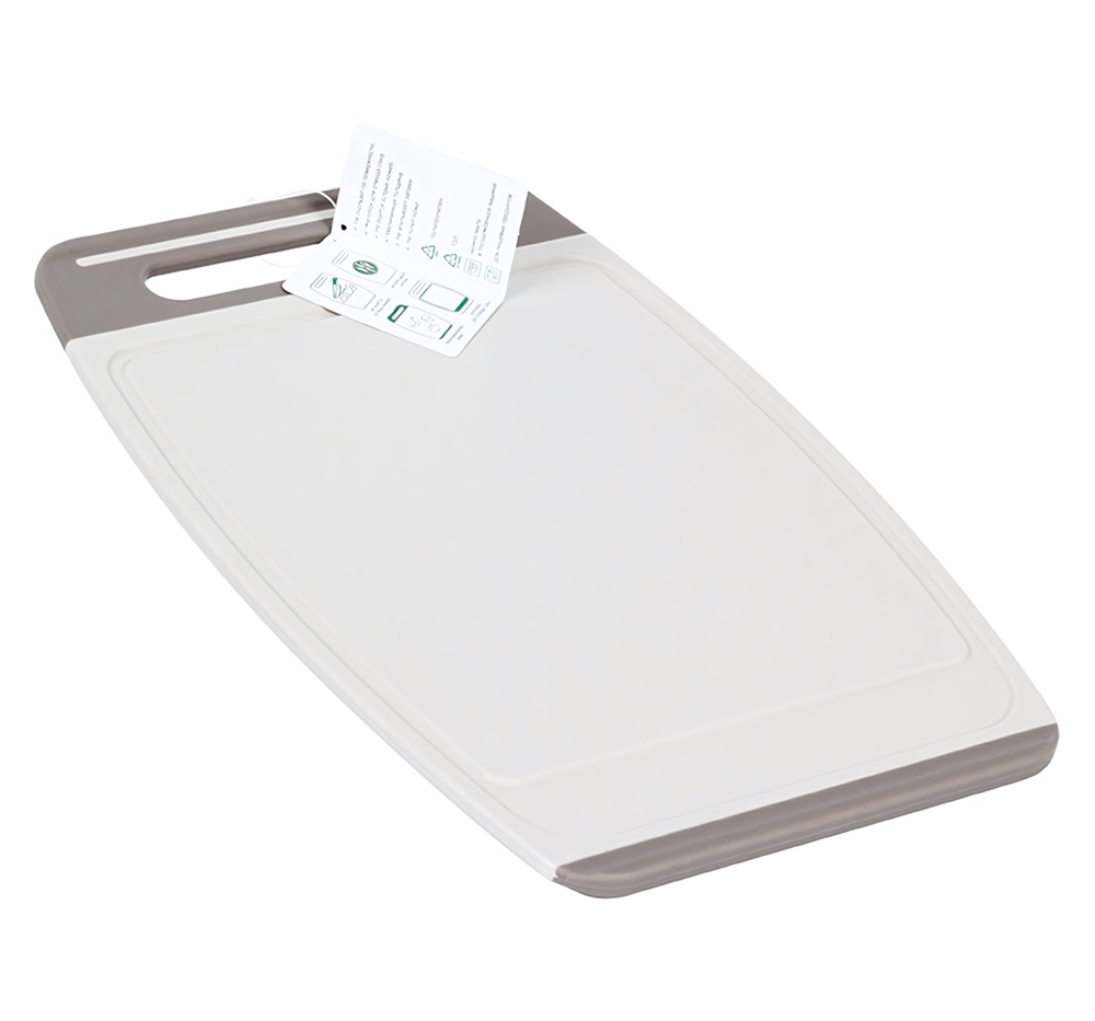 Доска разделочная ХЕВИ 405*275 мм антискользящие вставки, увеличенная толщина, желобки для отвода влаги М1567