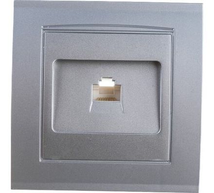 Розетка компьютерная одноместная "UNIVersal" серия "Бриллиант", с/у, 1А, RJ45, серебро (еврослот) (H