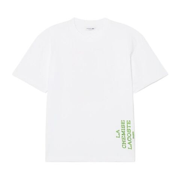 Мужская теннисная футболка Lacoste Relaxed Fit Printed Cotton - white