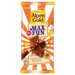 Шоколад Alpen Gold Max Fun Клубника, малина 140гр