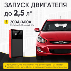 Пусковое устройство 12В, 8 000 мАч, 200/400А iCartool IC-JSD08N