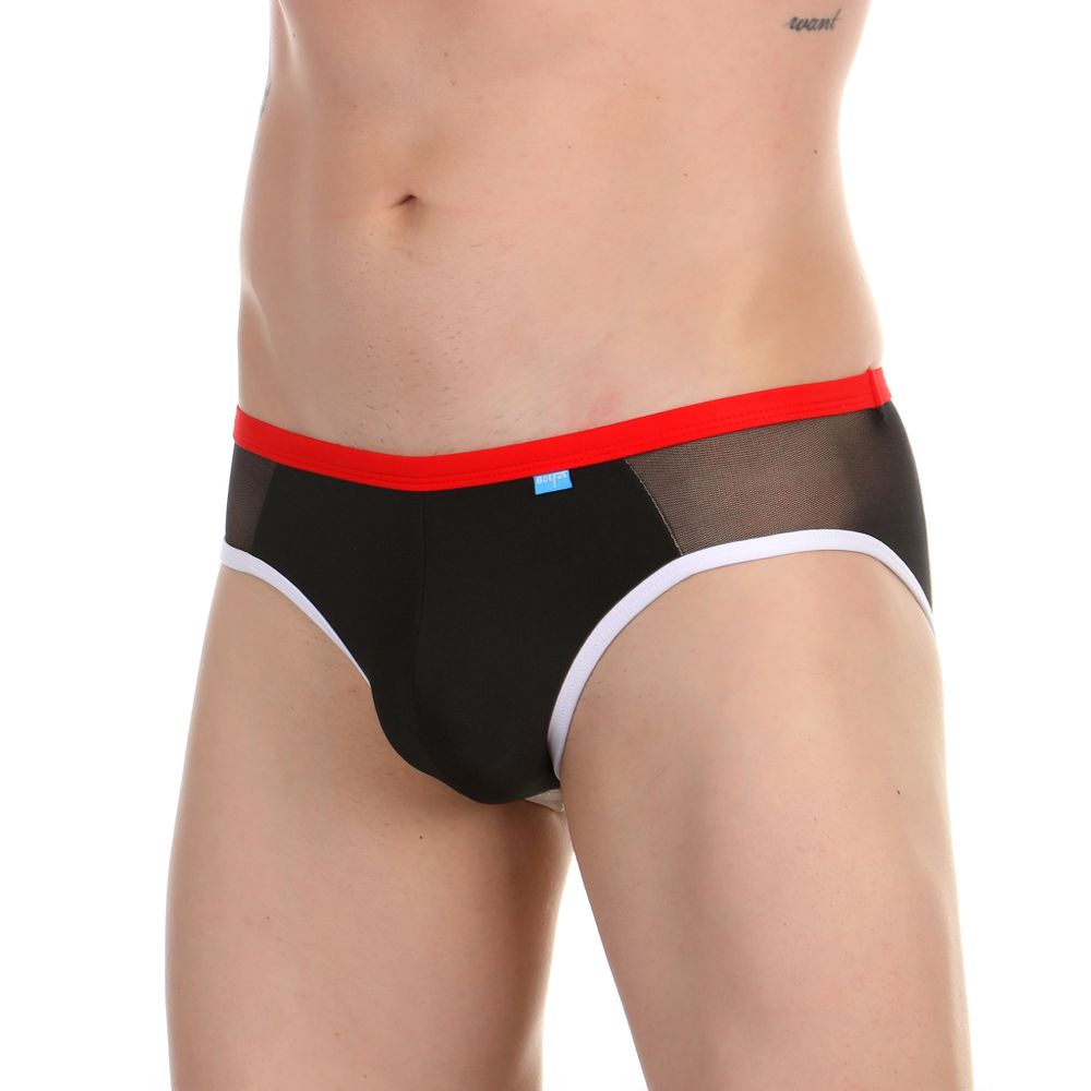 Мужские плавки черные с прозрачными вставками Boefje