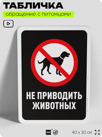 Табличка "Не приводить животных" на дверь и забор, для двора, дома, подъезда, 40х30 см, Silver Plane x Айдентика Технолоджи