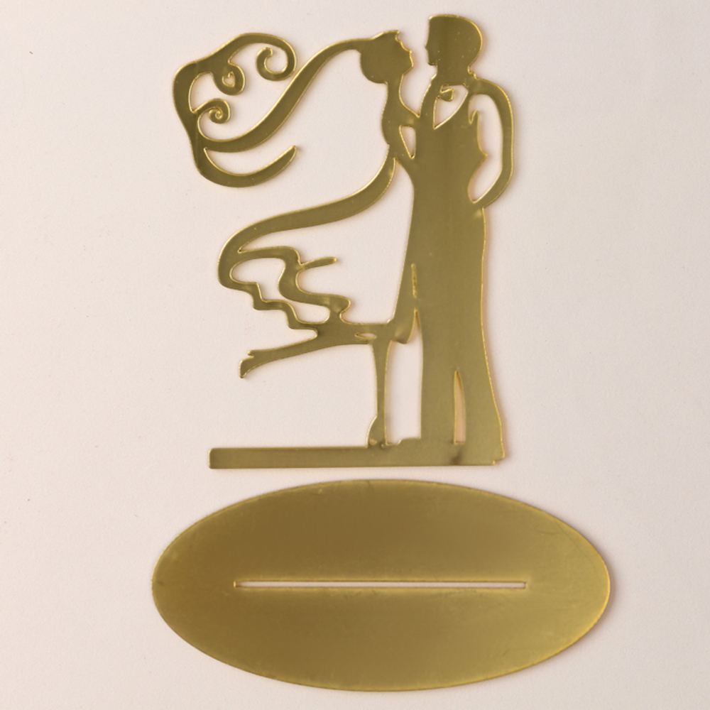 Топпер для торта на подставке «Свадьба», золотой